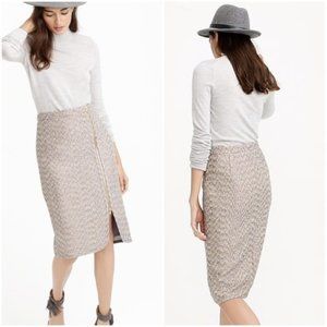 J. Crew Sparkle Zip Gold Tweed Pencil Skirt 6